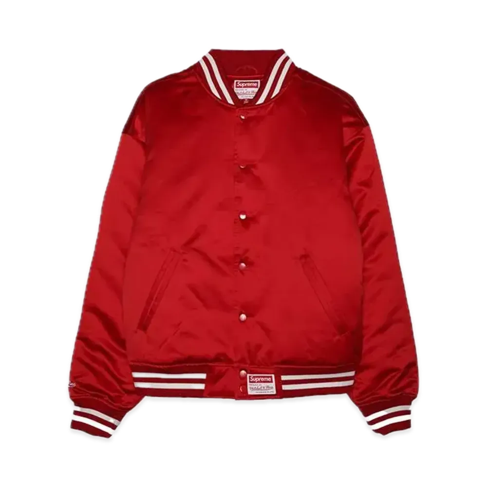 Supreme x Mitchell & Ness Satin Varsity Jacket "Red"