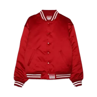 Supreme x Mitchell & Ness Satin Varsity Jacket "Red"