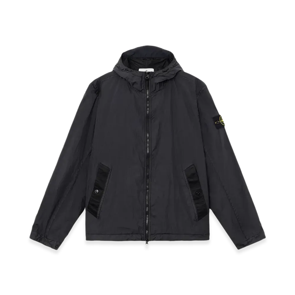 Stone Island Nylon Rep Jacket With Logo "Black"