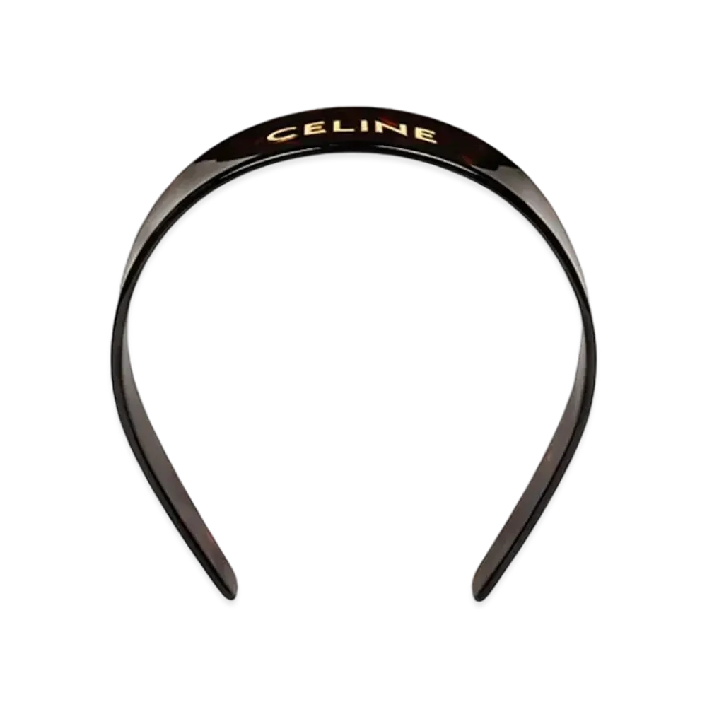 CELINE Headband In Dark Havana Acetate And Brass With Gold Finish "Dark Havana/Gold"