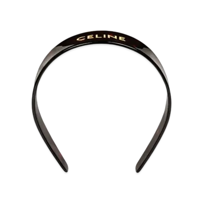 CELINE Headband In Dark Havana Acetate And Brass With Gold Finish "Dark Havana/Gold"