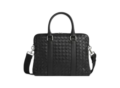 Bottega Veneta Slim Intrecciato Briefcase "Black"