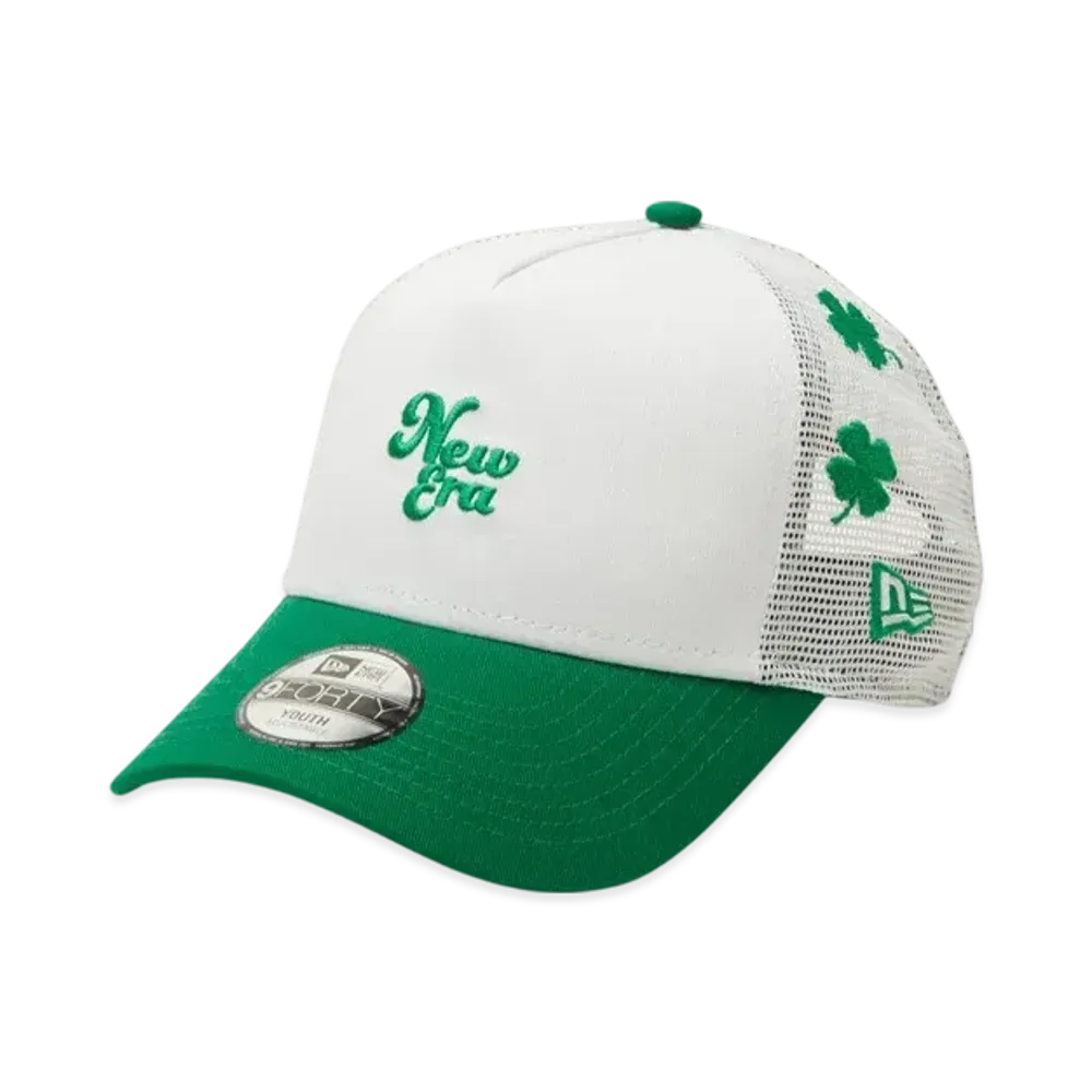 NEW ERA Kids Youth 9Forty A-Frame Tracker Mesh Embroidery Clover "White/Kelly Green"