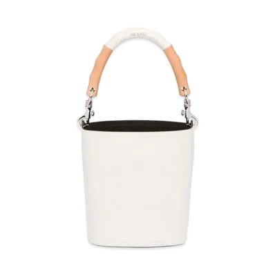 PRADA Tambour Wood Handle Leather Bucket Bag "White/Black"