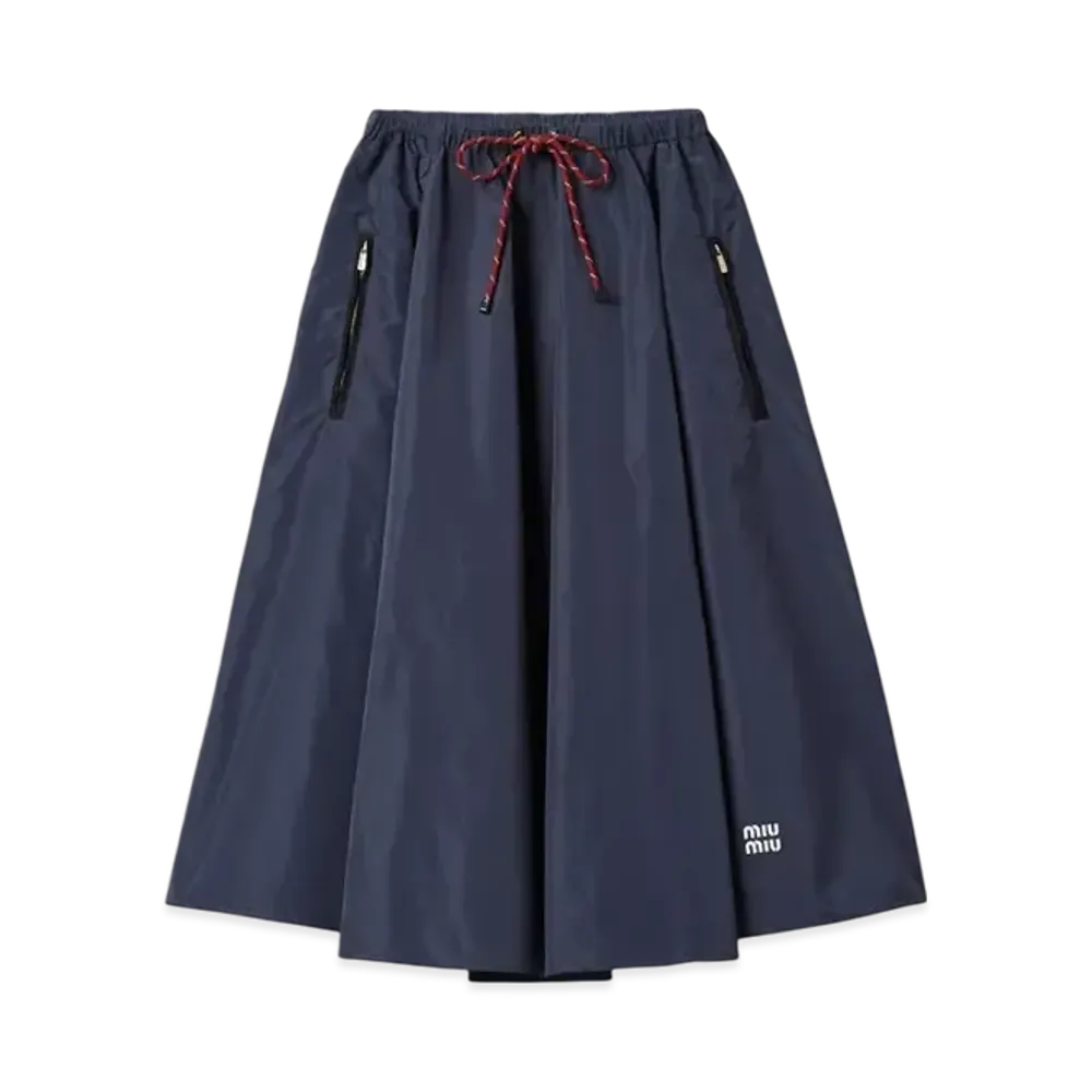 MIU MIU Women's Technical Fabric Skirt "Navy"