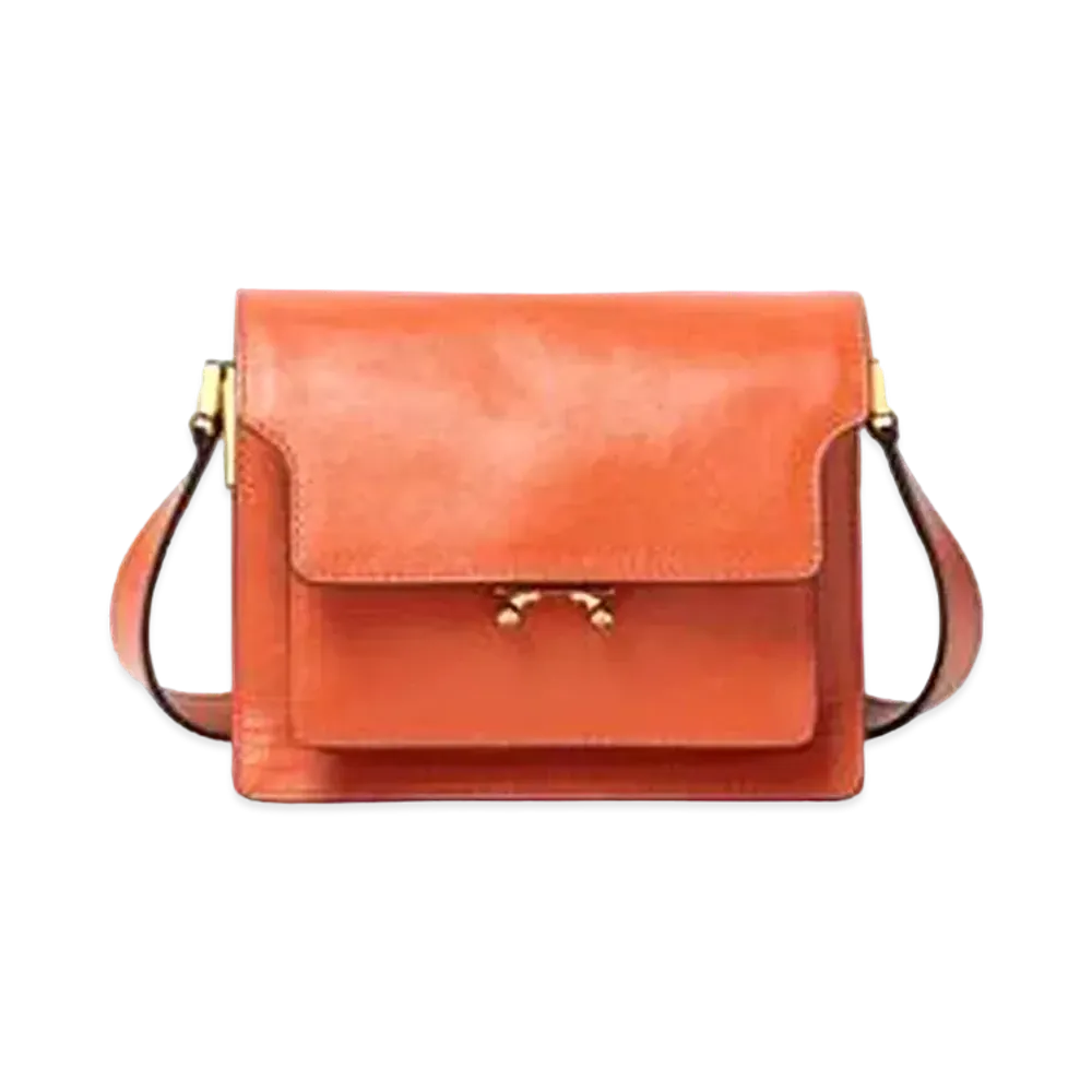 Marni TRUNK SOFT Bag in Tumbled Calf "Orange"