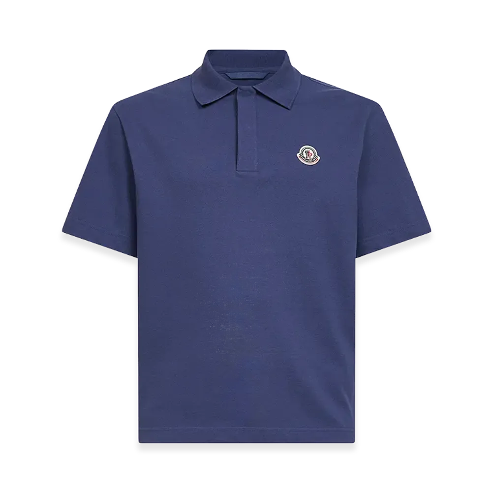 MONCLER Logo Cotton Pique Polo Shirt "Blue"