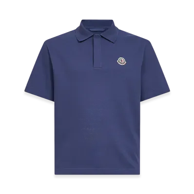 MONCLER Logo Cotton Pique Polo Shirt "Blue"