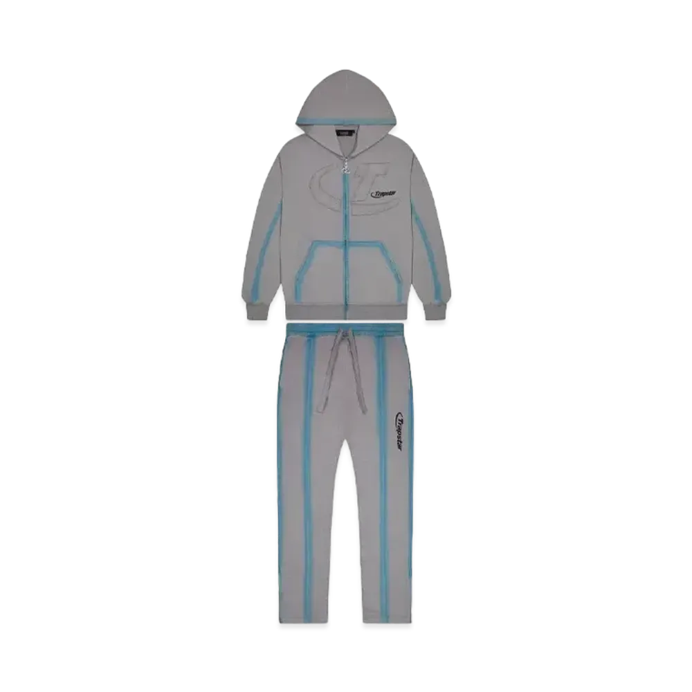 TRAPSTAR Hyperdrive Zip Through Tracksuit "Grey/Blue"