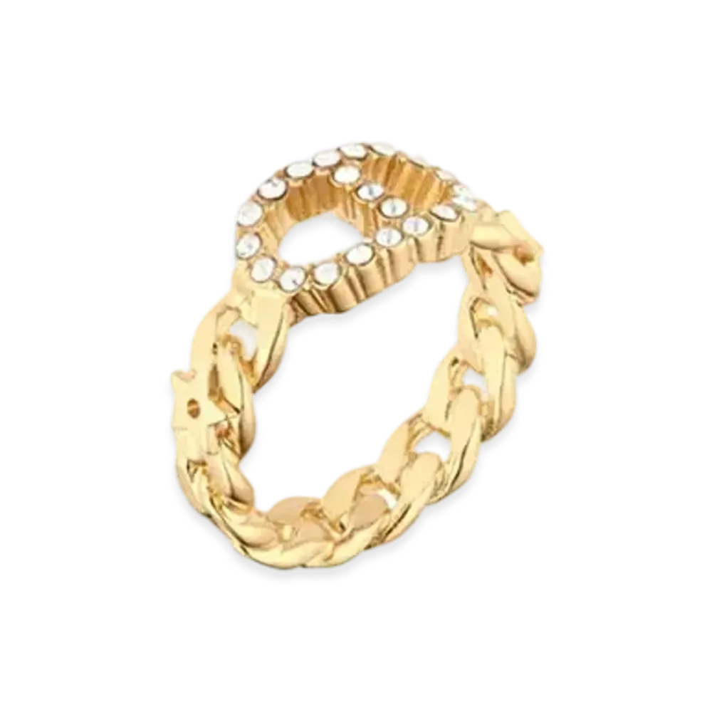 Dior CLAIR D LUNE RING Gold-Finish Metal and White Crystals "Gold"