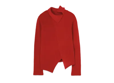 Yohji Yamamoto AIRY SPUN MILLED PS HEM ZIG-ZAG COLLAR "Red"