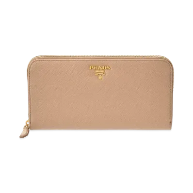PRADA Saffiano Leather Round Long Wallet "Beige"