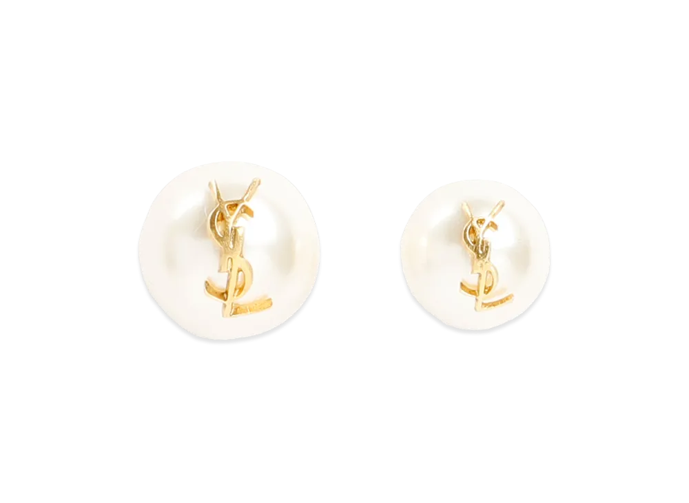 Saint Laurent Women's 'Asymetrique Perle’ Earrings "White"