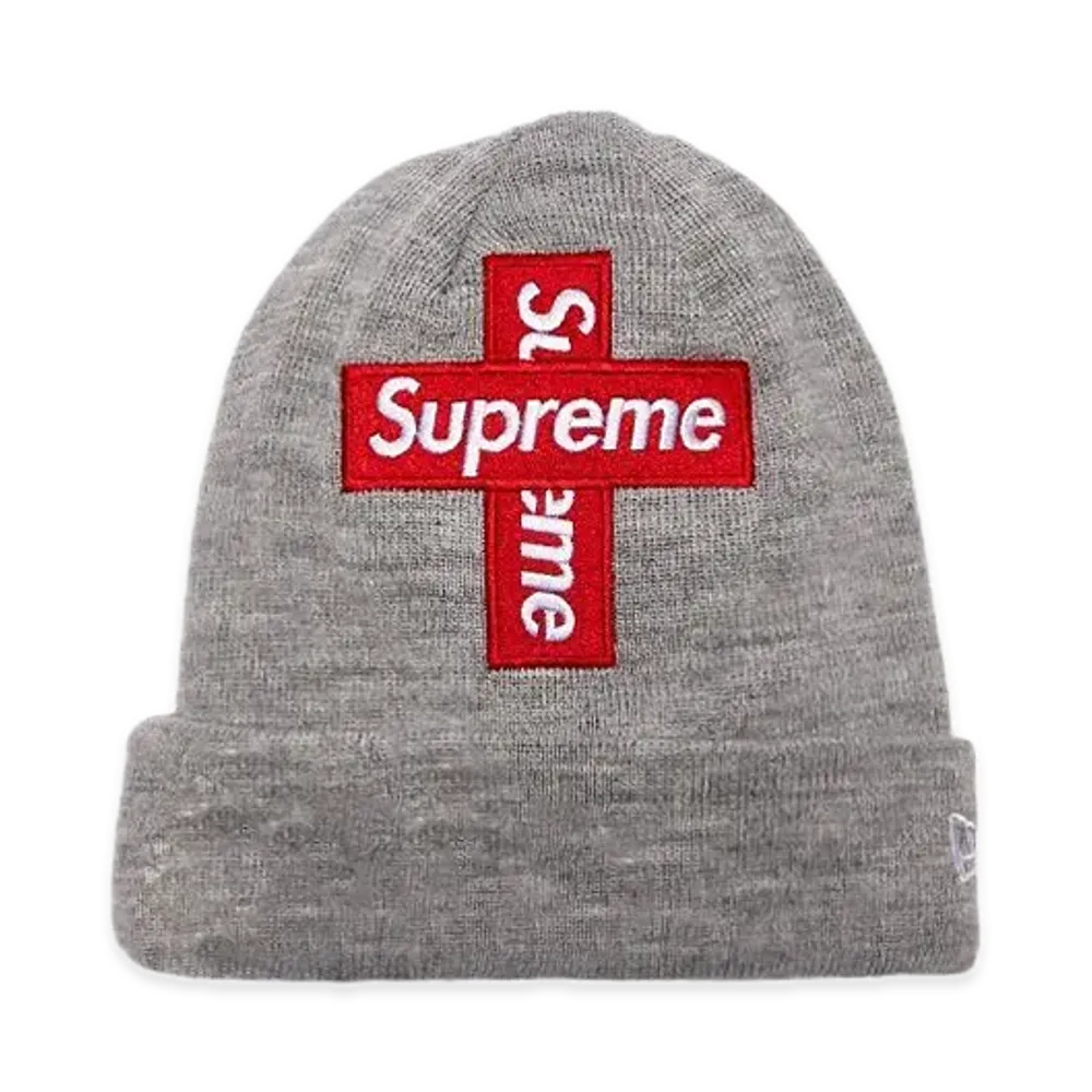 Supreme New Era Cross Box Logo Beanie "Grey"