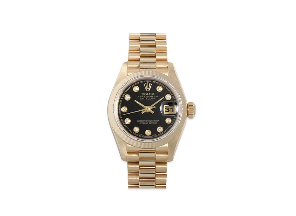 ROLEX Lady-Datejust 10P Diamonds "Black/Yellow Gold"