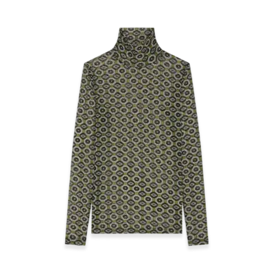 DRIES VAN NOTEN Women's Embellished Turtleneck Tee "Green"