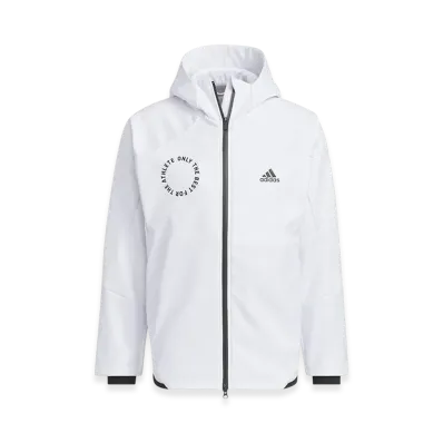 adidas Standard.1 Regular Fit Bonded 3-Layer Fleece Full Zip Hooded Track Top "White"