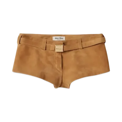 MIU MIU Women's Suede Shorts "Maple Brown"