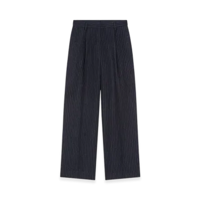 DRIES VAN NOTEN Women's Tailored Wool Pants "Navy"