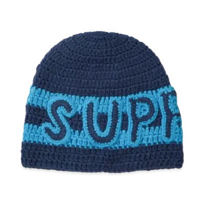 Supreme Crochet Logo Beanie "Navy"