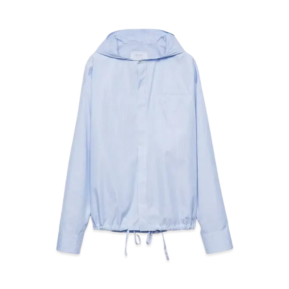 PRADA Men's Hooded Cotton Shirt "Sky Blue"