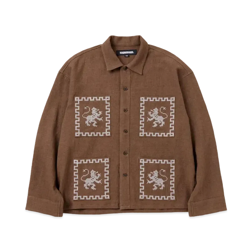 NEIGHBORHOOD GT Embroidery Shirt LS "Brown"