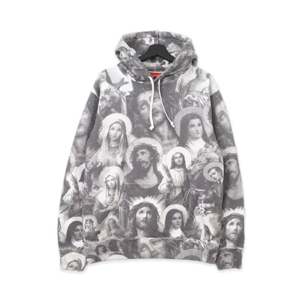 Supreme Jesus and Mary Hooded Sweatshirt "Grey"