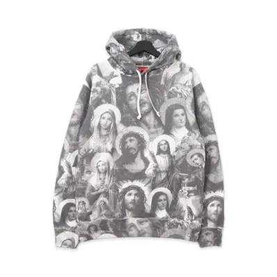 Supreme Jesus and Mary Hooded Sweatshirt "Grey"