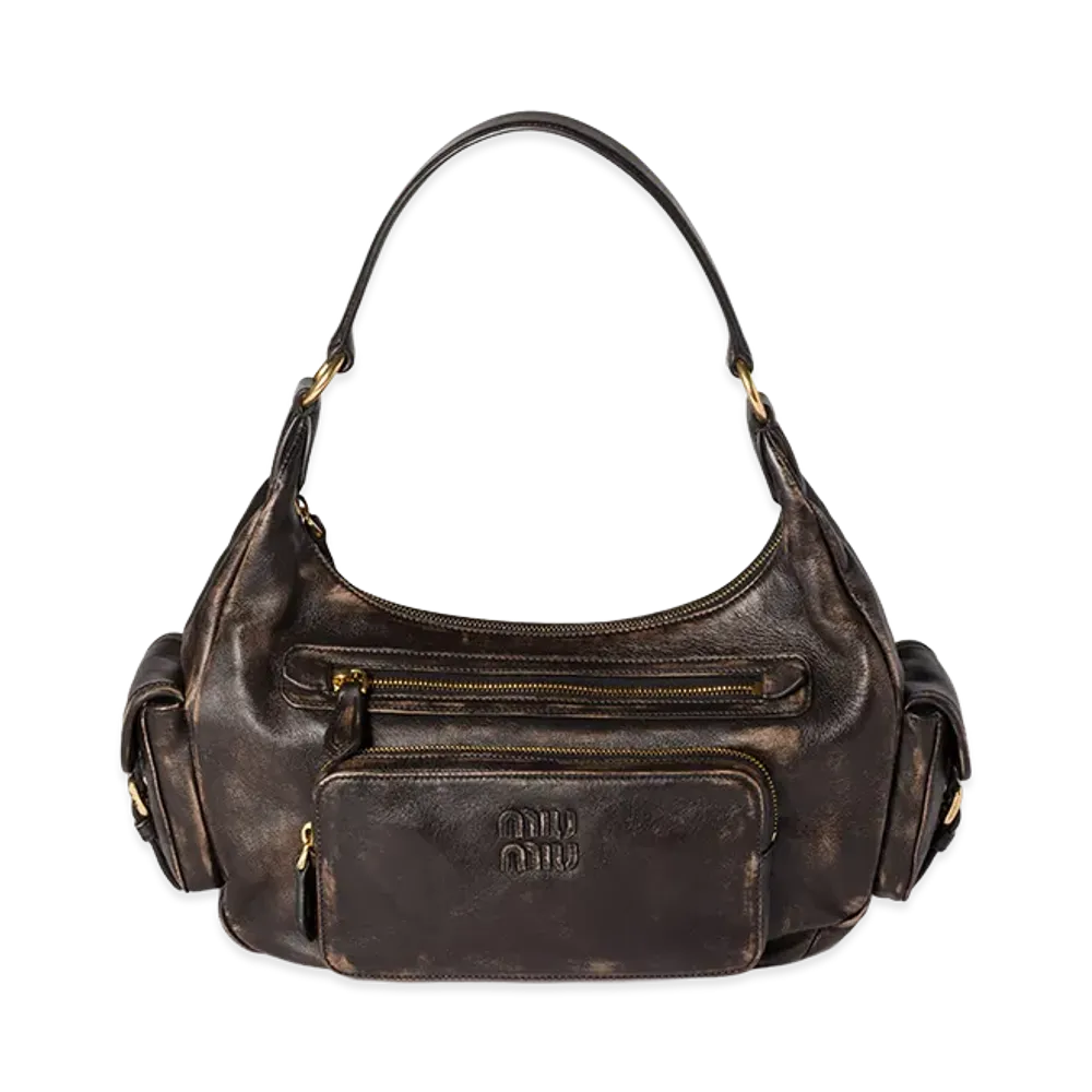 MIU MIU Pocket Nappa Leather Bag "Dark Brown"