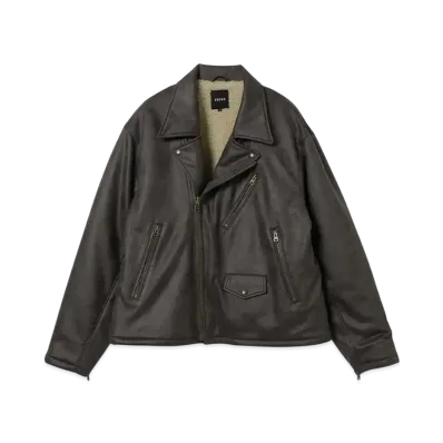 BEAMS Faux Leather Biker Jacket "Black"