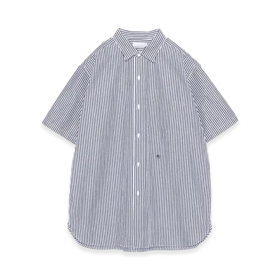 nanamica Regular Collar Wind S/S Shirt "WhitexNavy"
