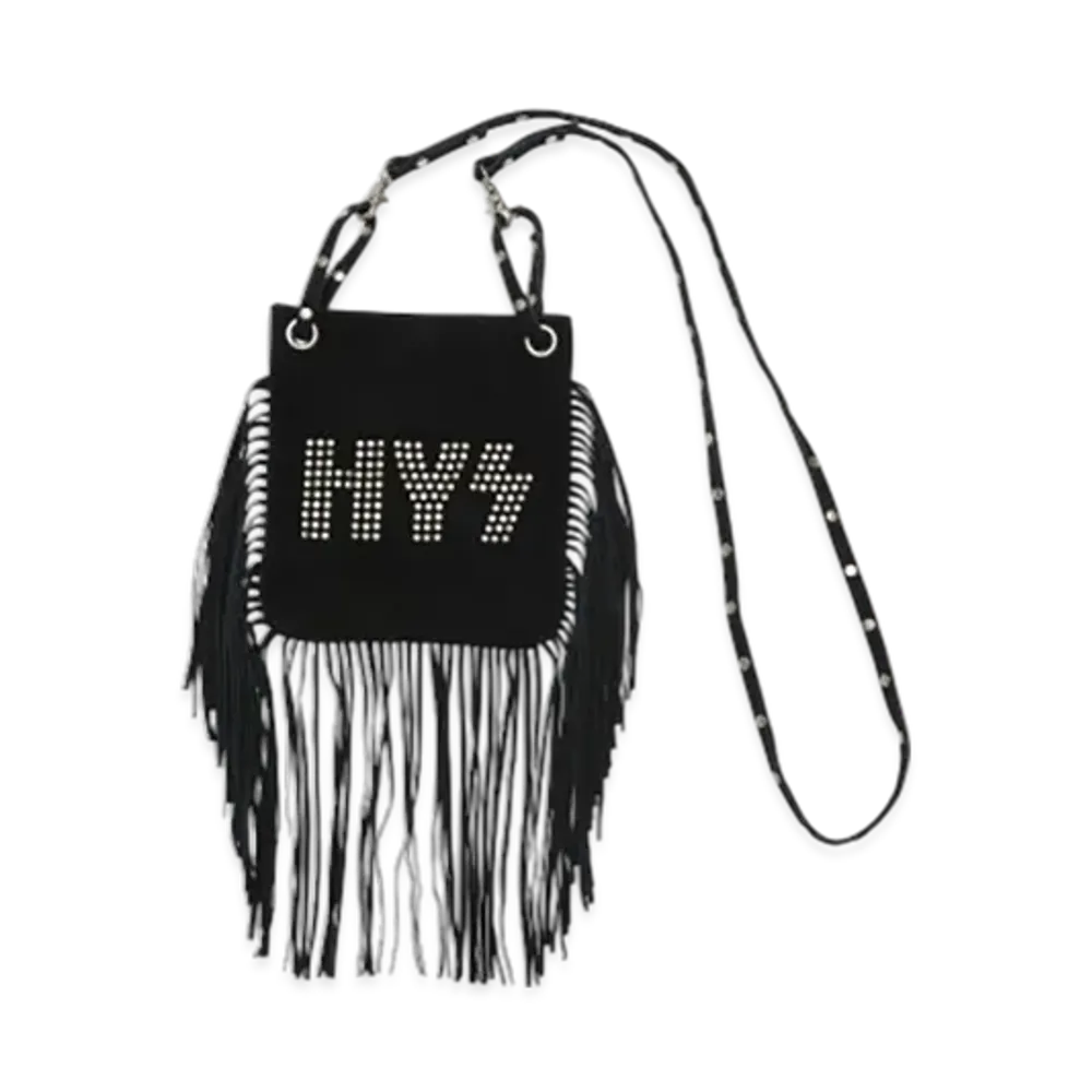 HYSTERIC GLAMOUR Logo Stud Fringe Mini Bag "Black"