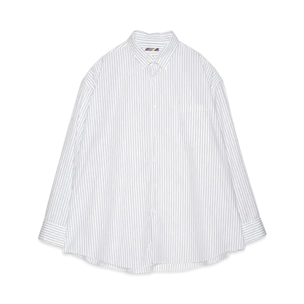 Graphpaper Nu Ventilation Long Sleeve Shirt "White/Navy Stripe"