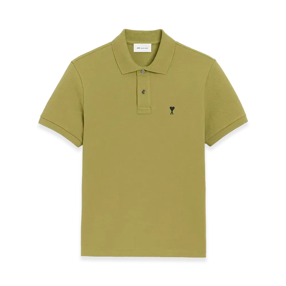 AMI PARIS Cotton Short Sleeves Ami De Coeur Polo Shirt "Green"