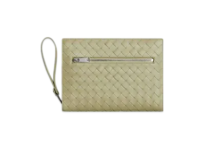Bottega Veneta Small Intrecciato Document Case With Wristlet "Travertine"