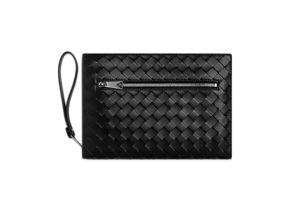 Bottega Veneta Small Intrecciato Document Case With Wristlet "Black"