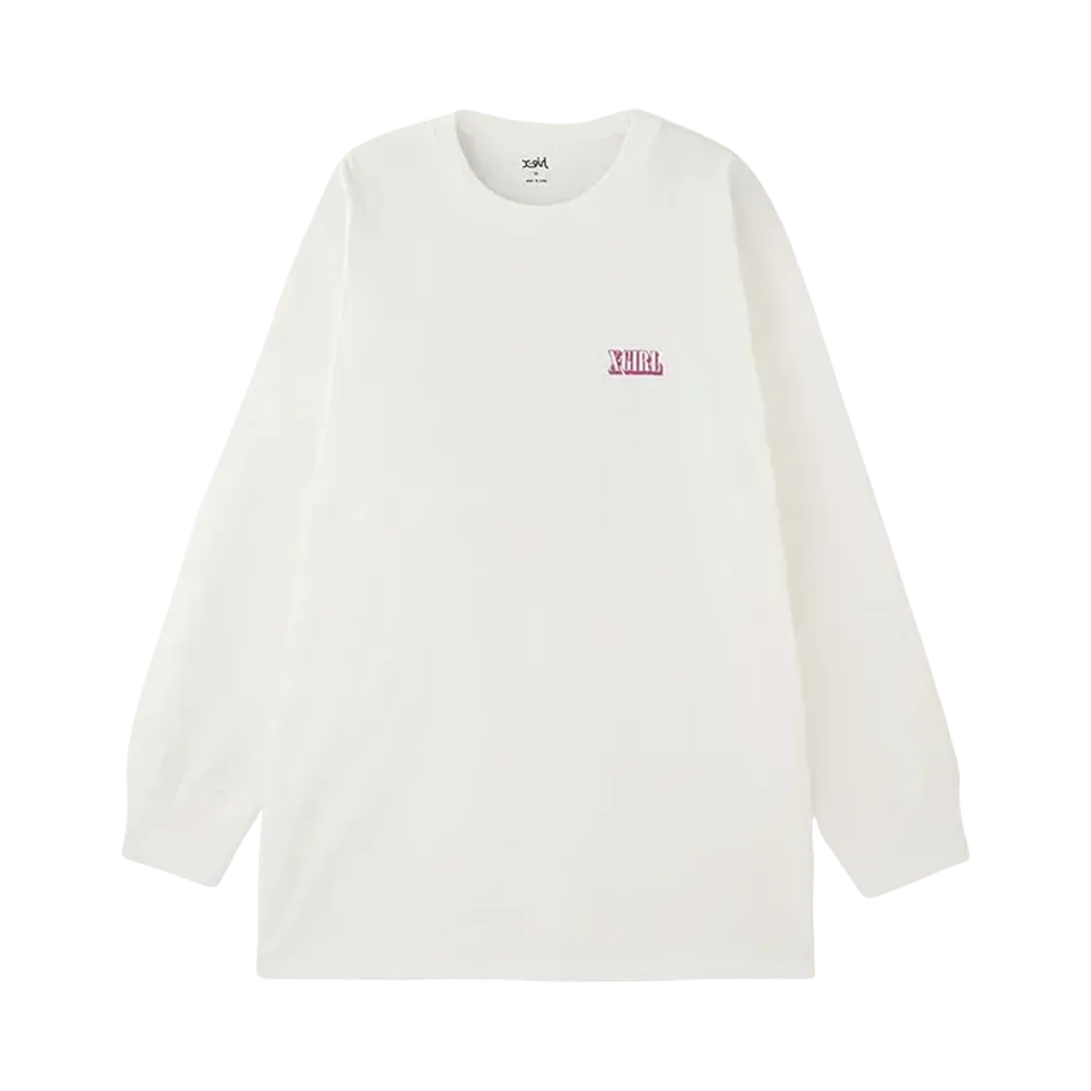 X-Girl Circle Background Face Logo L/S Big Tee Dress "White"