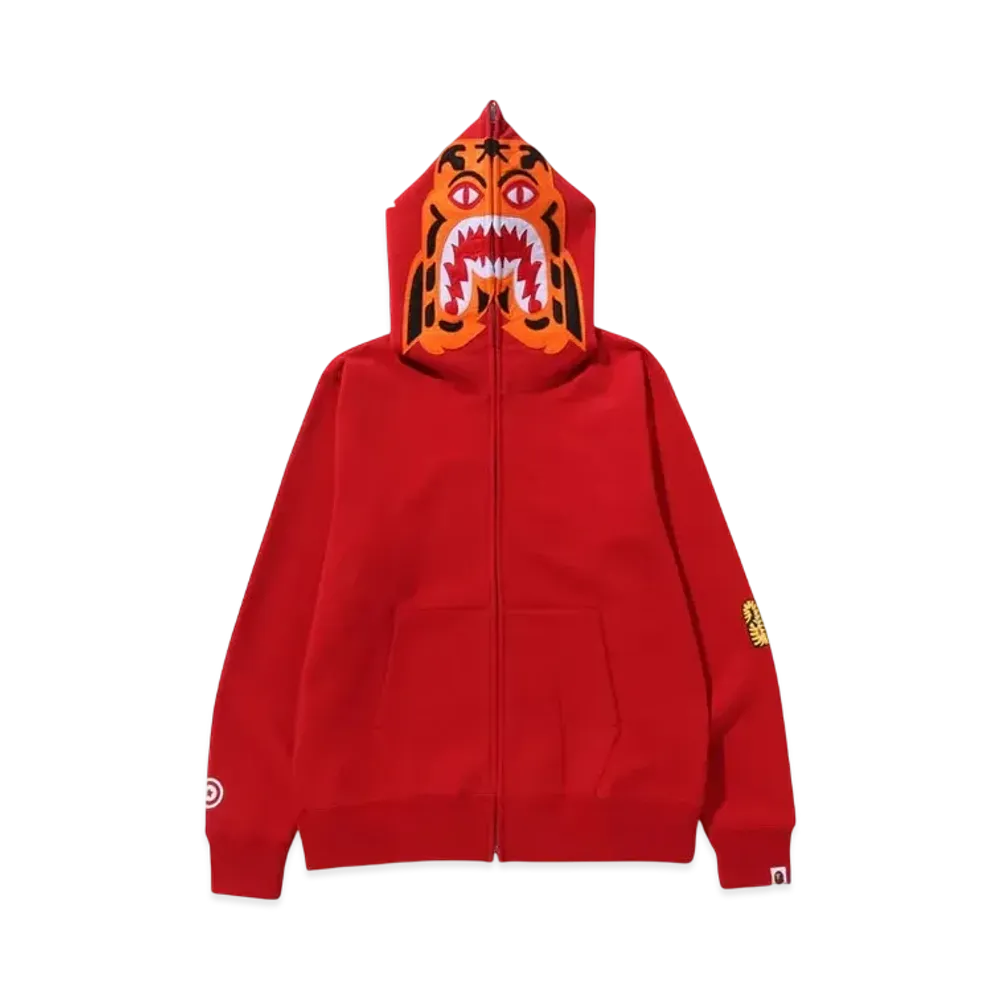 A BATHING APE Tiger Full Zip Hoodie "Red"