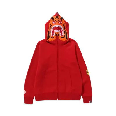 A BATHING APE Tiger Full Zip Hoodie "Red"