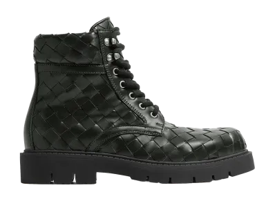 Bottega Veneta Haddock Lace-Up Ankle Boots "Dark Green"