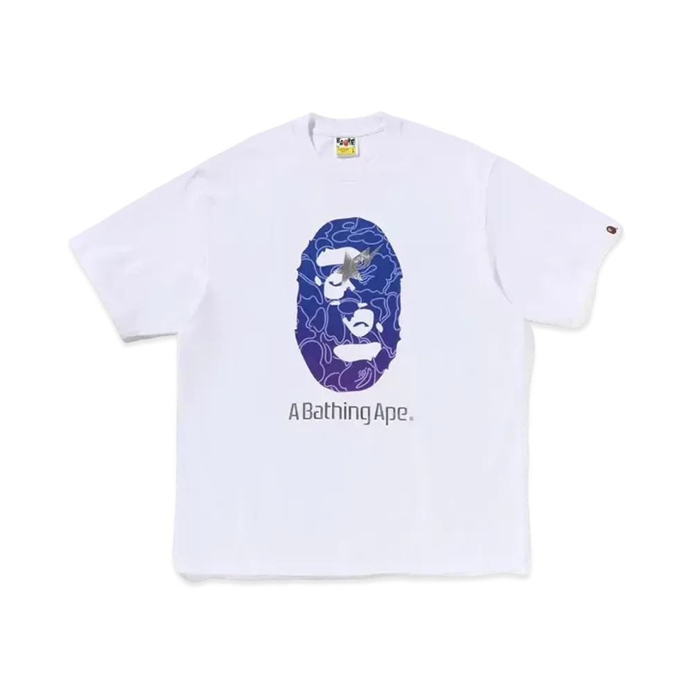 A BATHING APE Line Camo Ape Head Relaxed Fit Tee "White"
