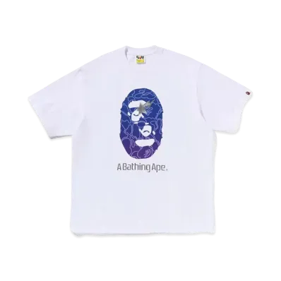 A BATHING APE Line Camo Ape Head Relaxed Fit Tee "White"