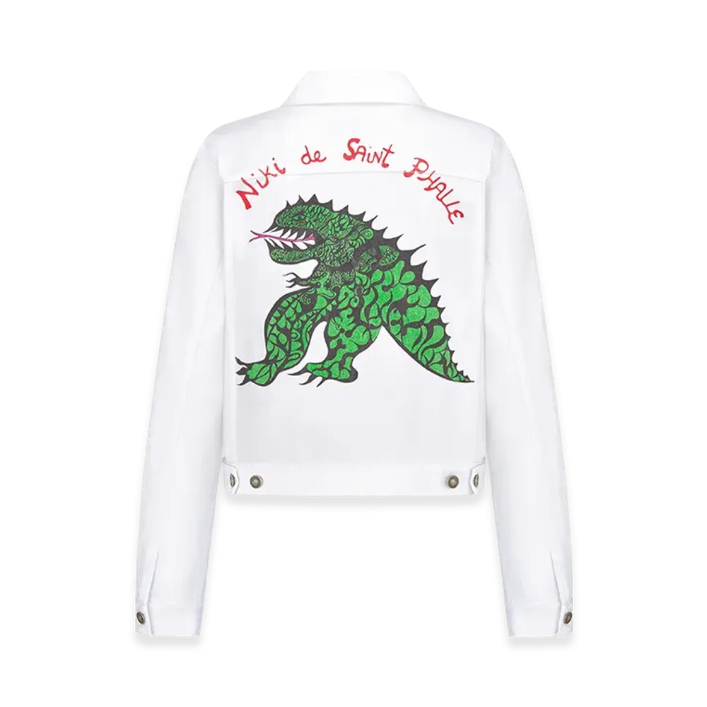 Dior Women's Jacket Denim Dragon Motif "White/Multicolor"