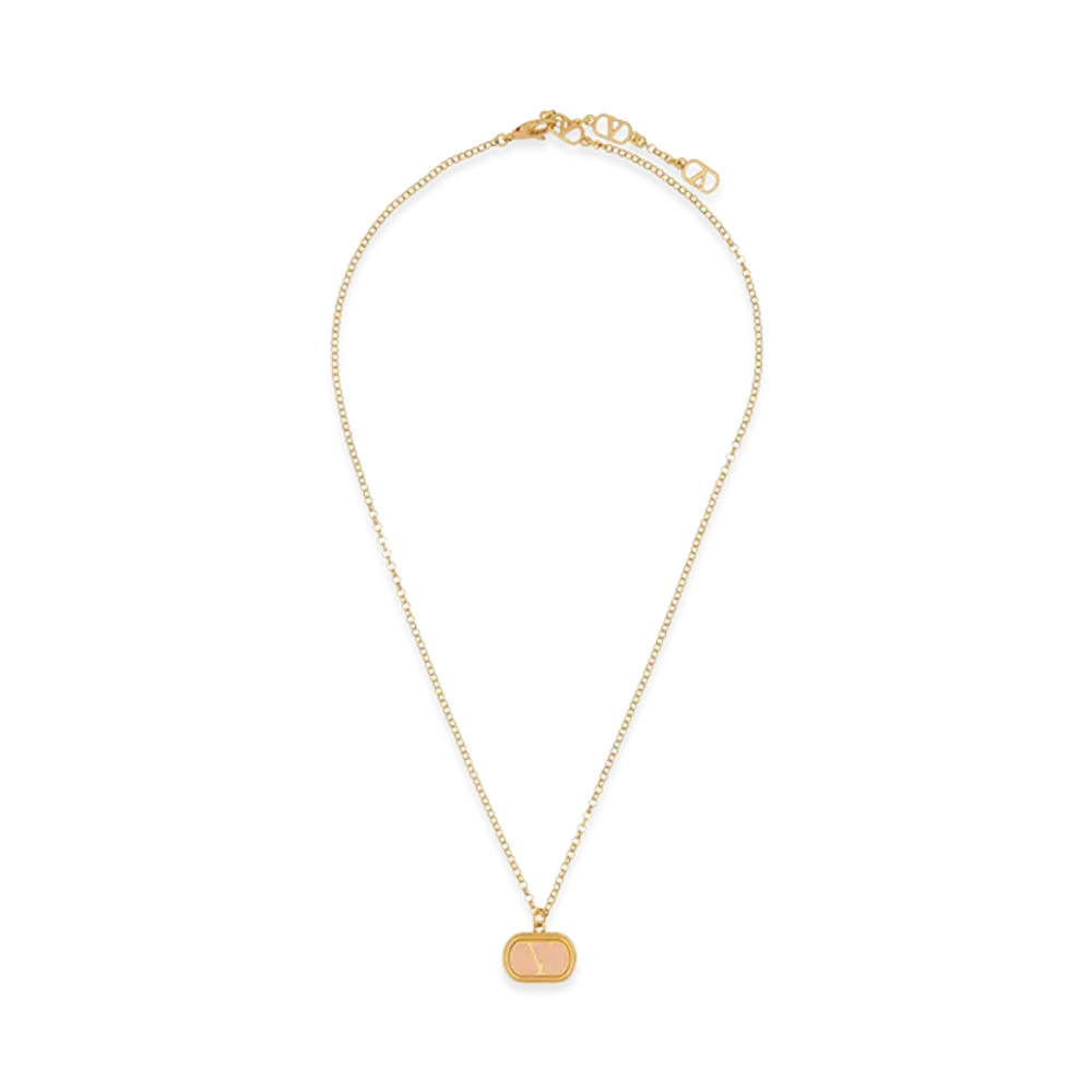 Valentino Women's Brass And Enamel Ovalette Necklace "Gold"