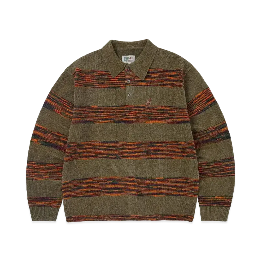 thisisneverthat x Grateful Dead Lightning Velvet Knit Polo "Khaki"