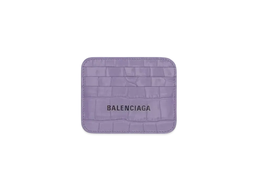 BALENCIAGA Cash Card Holder Split Crocodile Embossed "Lilac"
