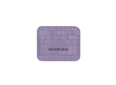 BALENCIAGA Cash Card Holder Split Crocodile Embossed "Lilac"