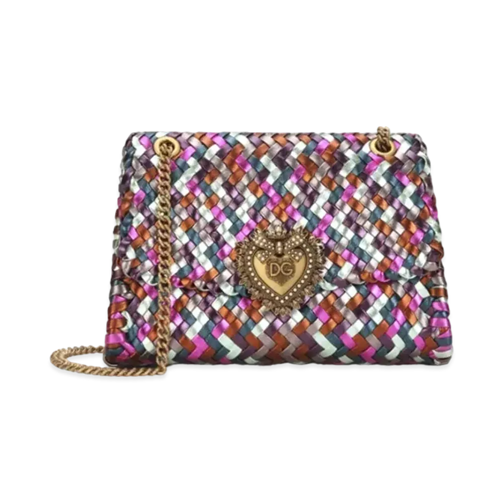 Dolce&Gabbana Devotion Shoulder Bag Large Wooven Laminated Nappa Multicolor "Multicolor"