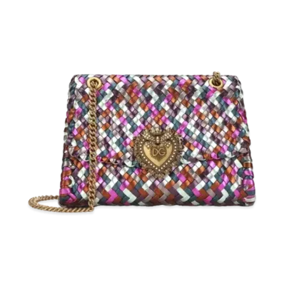 Dolce&Gabbana Devotion Shoulder Bag Large Wooven Laminated Nappa Multicolor "Multicolor"