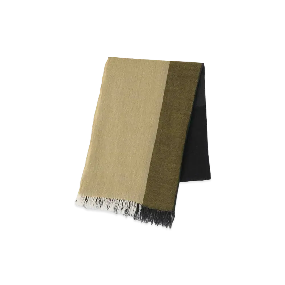 Yohji Yamamoto Y's W PLAIN WEAVE DOUBLE LAYER BIG CHECK STOLE "Khaki"